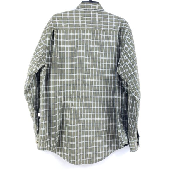 Cabelas Mens Large Green Plaid Long Sleeve Button-Up Shirt Casual Outdoor - Picture 3 of 7